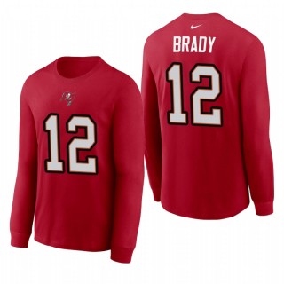 Tampa Bay Buccaneers Tom Brady Red Name Number Long Sleeve T-Shirt