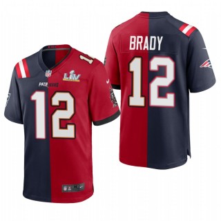 Tom Brady Tampa Bay Buccaneers Super Bowl LV Champions Split Game Jersey - Red Navy